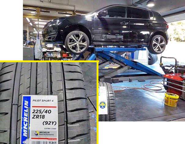 プジョー308GTのタイヤ交換　選んだタイヤは、ミシュランのパイロットスポーツ4（PS4)です