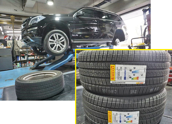 メルセデスベンツGL350のタイヤ交換　選んだタイヤは、ピレリのオールシーズンタイヤ、スコーピオンZEROでした
