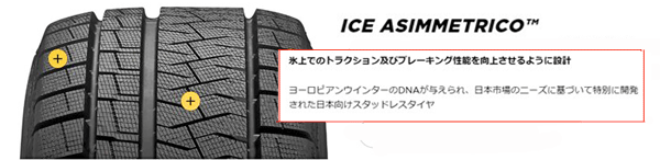 ピレリのスタッドレスタイヤ　ICE ASIMMETRICO/アシンメトリコ